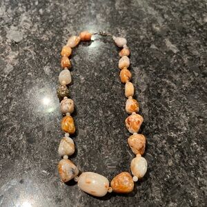 Elegant Tan and Cream Beaded Necklace